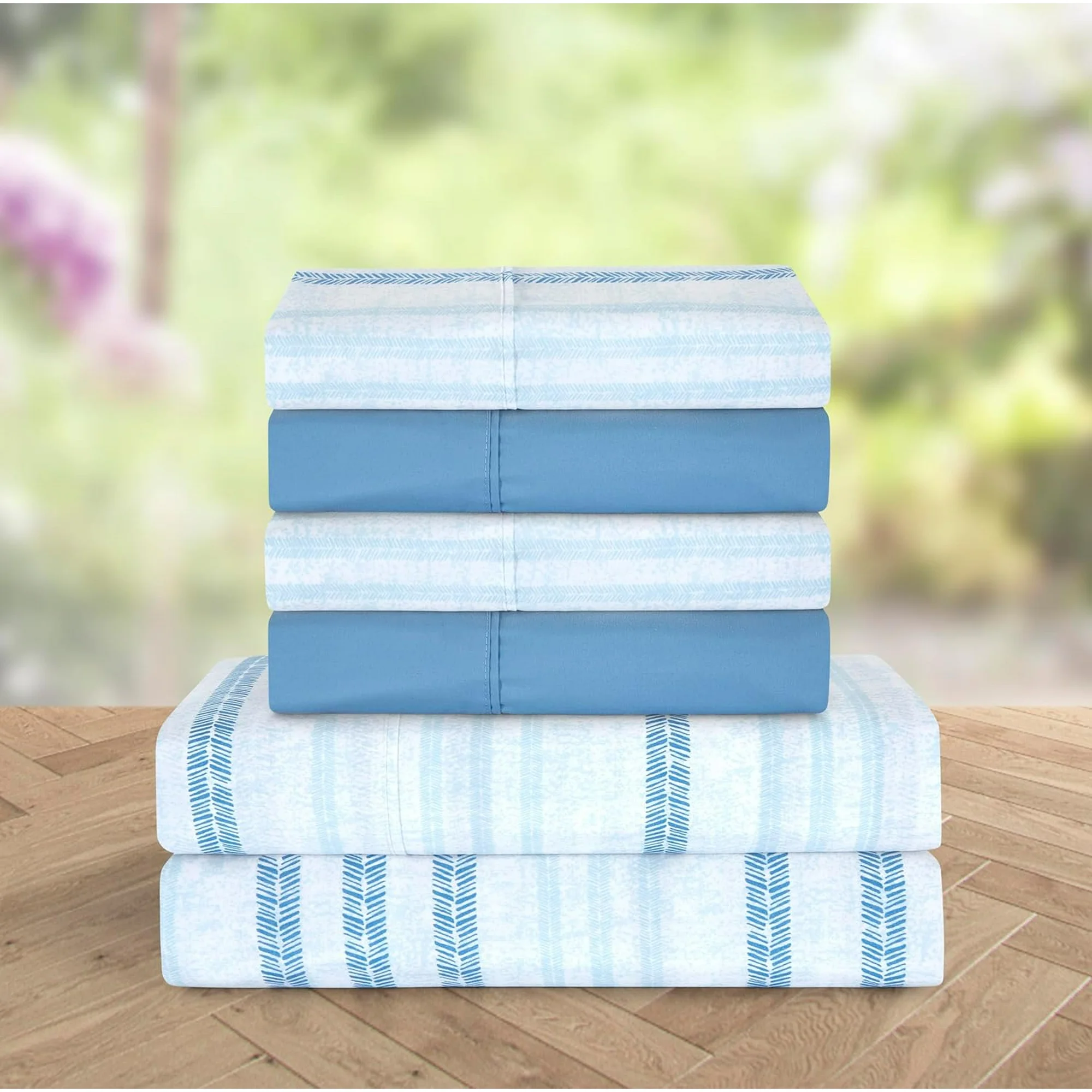 Ensemble de Draps 6 Pièces Elegant Comfort - Modèle Traci Aqua, Microfibre Ultra-Douce, Poches Profondes, Taille King – Image 2