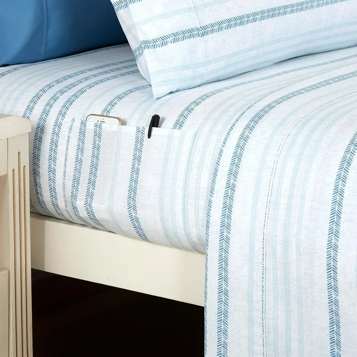 Ensemble de Draps 6 Pièces Elegant Comfort - Modèle Traci Aqua, Microfibre Ultra-Douce, Poches Profondes, Taille King – Image 3