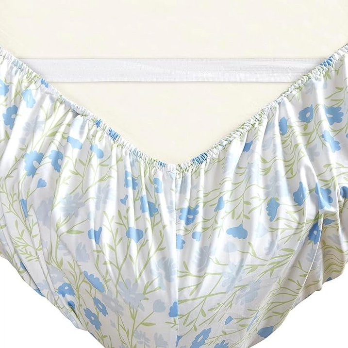 Ensemble de Draps 6 Pièces Elegant Comfort - Série 1500, Motifs Floraux Laurel Blue, Microfibre Ultra-Douce, Taille Queen – Image 5