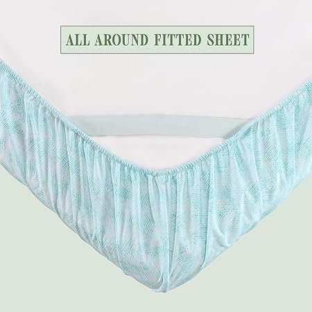 Ensemble de Draps 6 Pièces Elegant Comfort - Modèle Wave Aqua, Microfibre Ultra-Douce, Poches Profondes, Taille King – Image 5