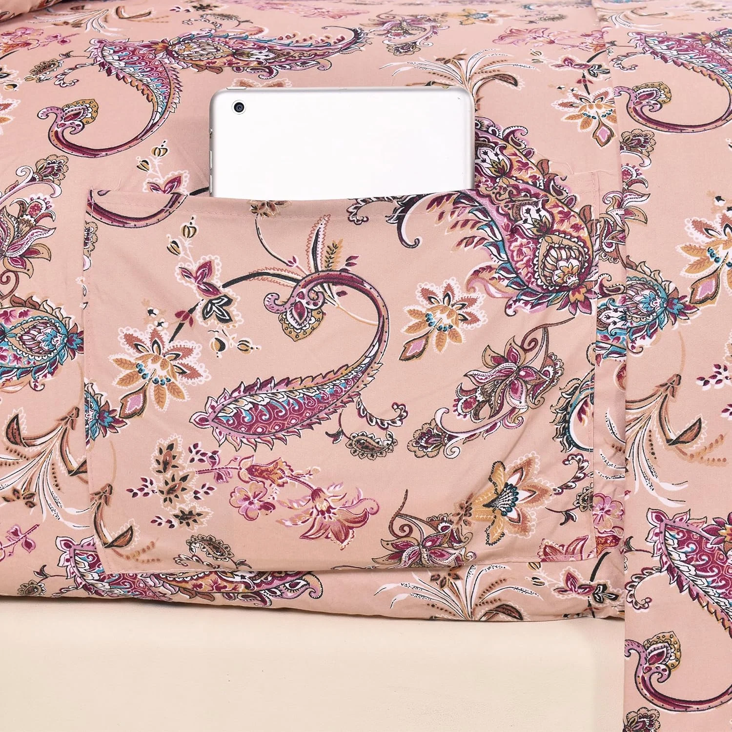Ensemble de Draps 6 Pièces Elegant Comfort - Damassé à Rayures, Microfibre de Qualité Hôtelière, Couleur Aubergine, Taille King – Image 4