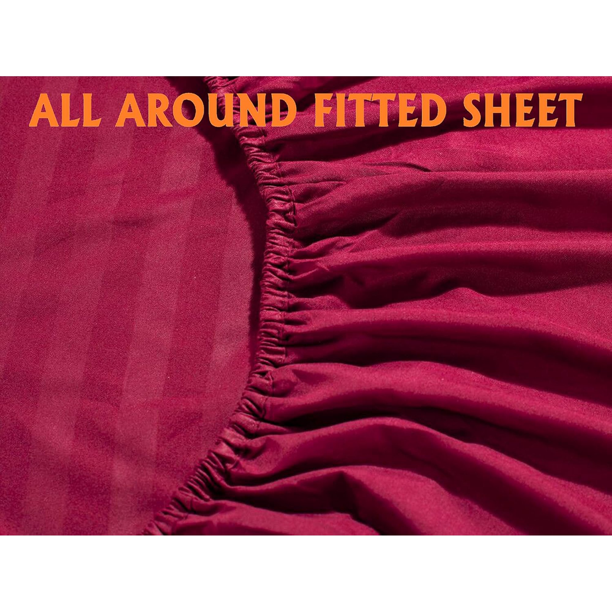 Ensemble de Draps 6 Pièces Elegant Comfort - Damassé à Rayures, Microfibre de Qualité Hôtelière, Couleur Aubergine, Taille King – Image 4