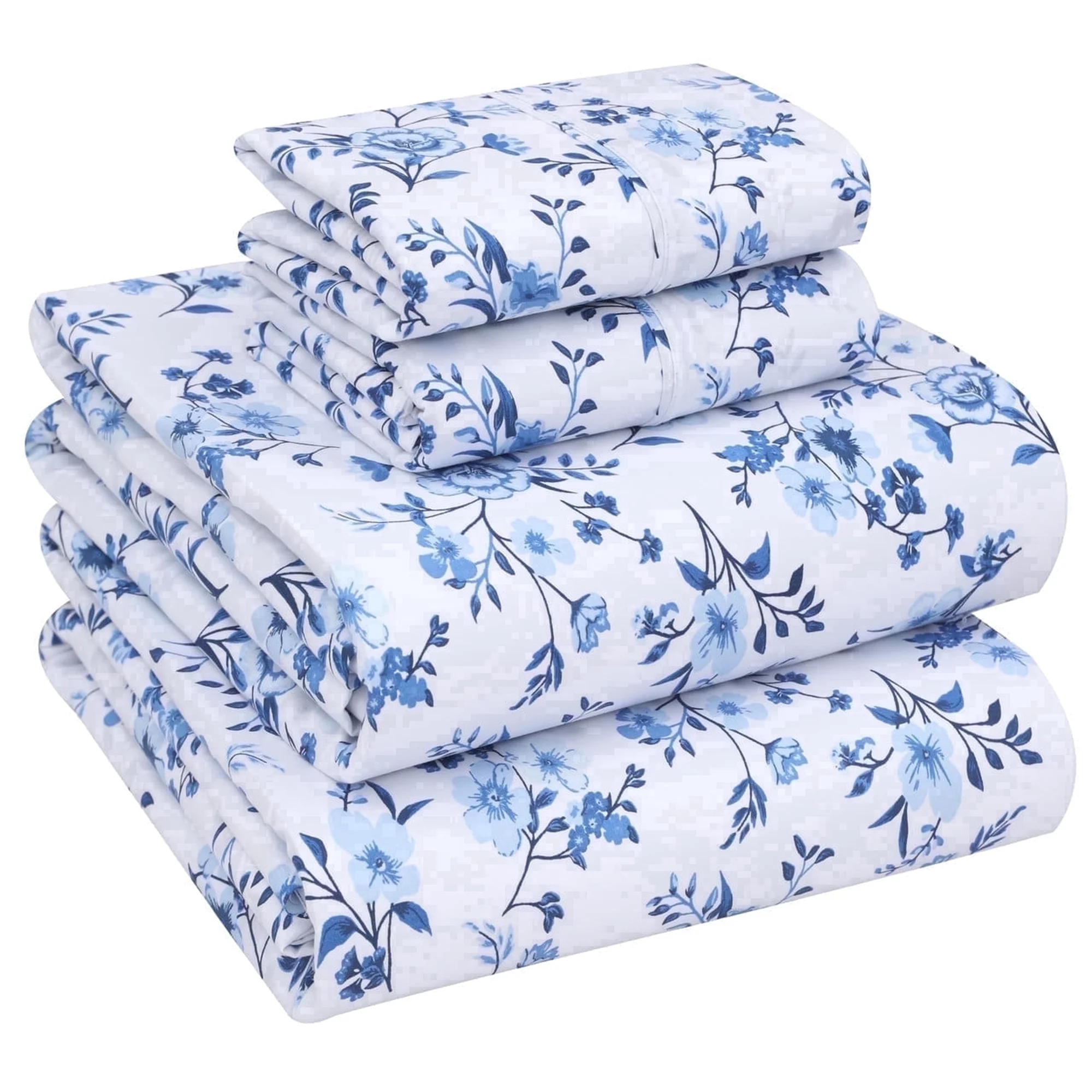 Ensemble de Draps 4 Pièces Ruvanti - 100% Coton Percale, Floral, Frais, Respirant et Durable, Taille King – Image 2
