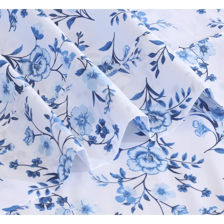 Ensemble de Draps 4 Pièces Ruvanti - 100% Coton Percale, Floral, Frais, Respirant et Durable, Taille King – Image 5