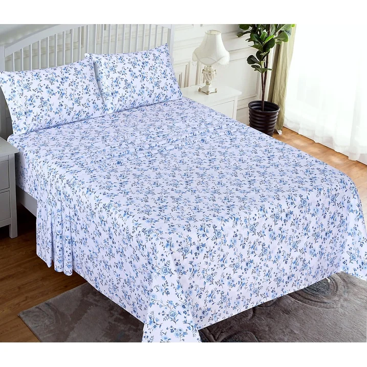 Ensemble de Draps 4 Pièces Ruvanti - 100% Coton Percale, Floral, Frais, Respirant et Durable, Taille King – Image 6