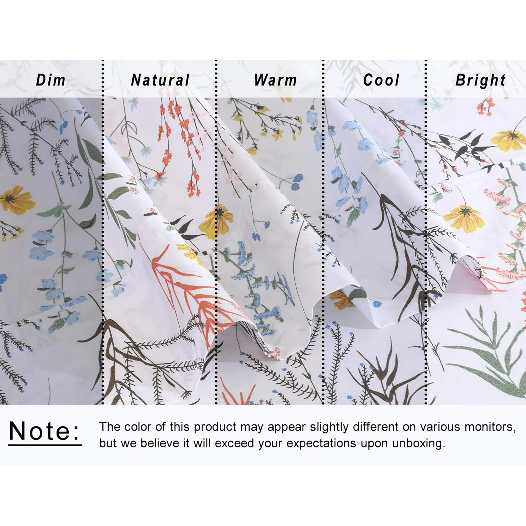 Ensemble de Draps 4 Pièces Ruvanti - 100% Coton Percale, Motif Floral Aroma, Frais, Respirant et Durable, Taille King – Image 6