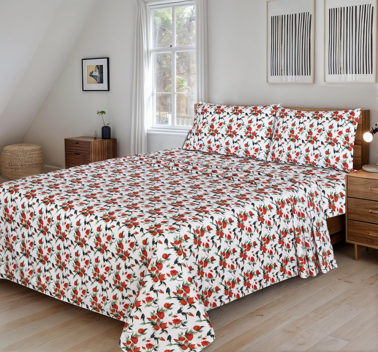 Ensemble de Draps 4 Pièces ZOYER - Motif Mustardly, Microfibre Brossée Ultra-Douce, Frais et Confortable, Taille King