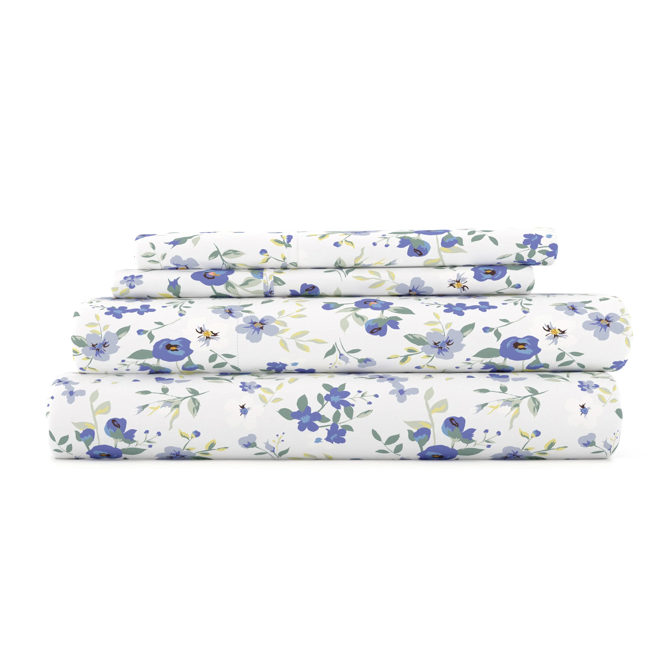 Ensemble de draps 4 pièces IEnjoy Home - Motifs Floraux Bleu Clair, Douceur Microfibre, Résistant et Confortable, Taille Full – Image 9