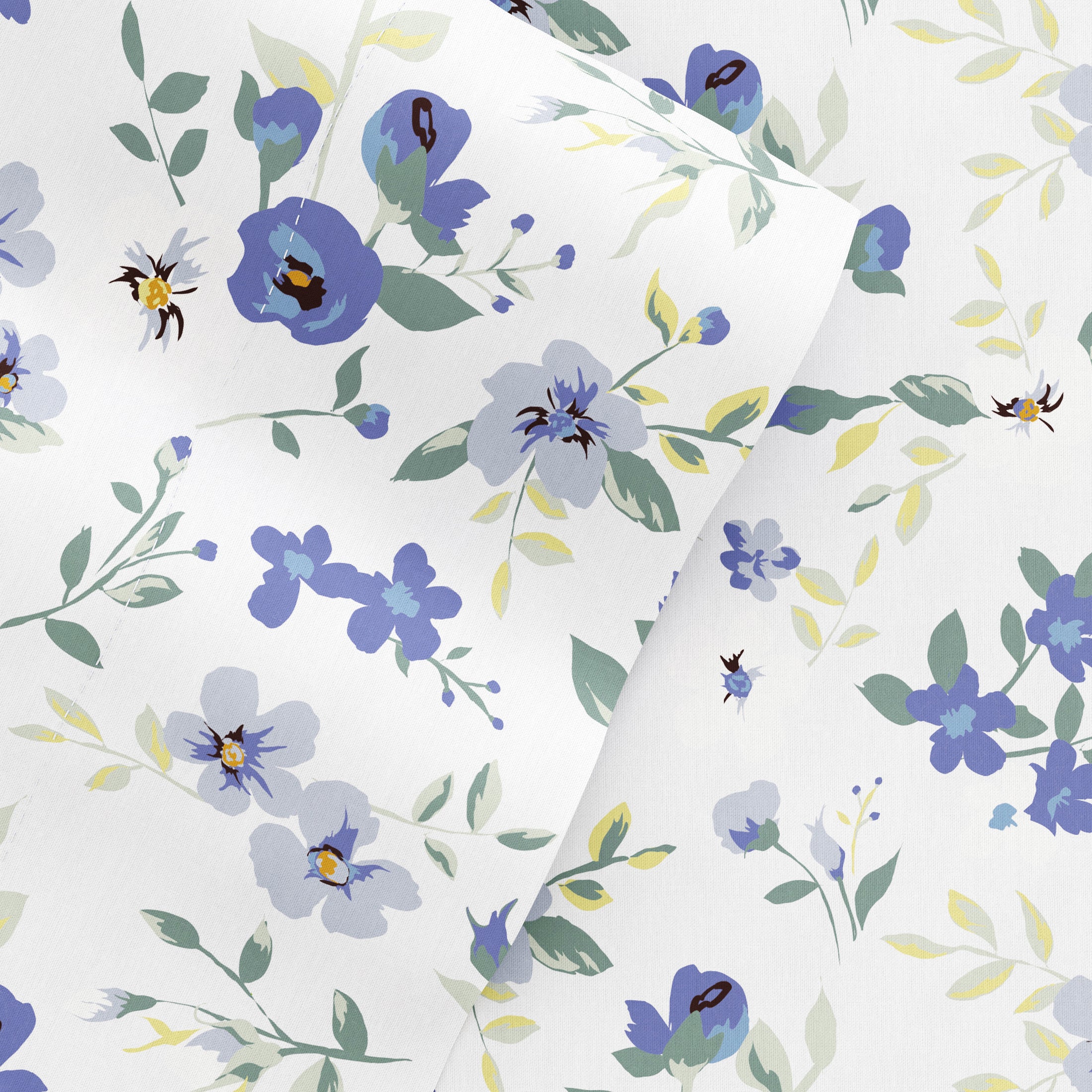 Ensemble de draps 4 pièces IEnjoy Home - Motifs Floraux Bleu Clair, Douceur Microfibre, Résistant et Confortable, Taille Full – Image 3