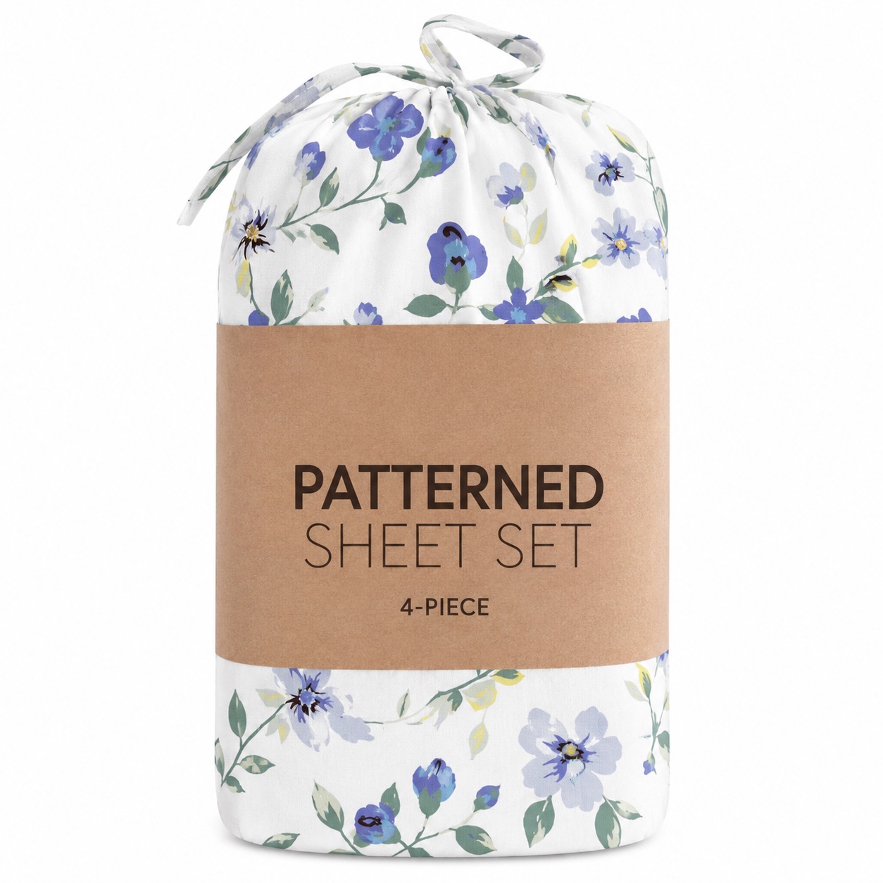 Ensemble de draps 4 pièces IEnjoy Home - Motifs Floraux Bleu Clair, Douceur Microfibre, Résistant et Confortable, Taille Full – Image 2