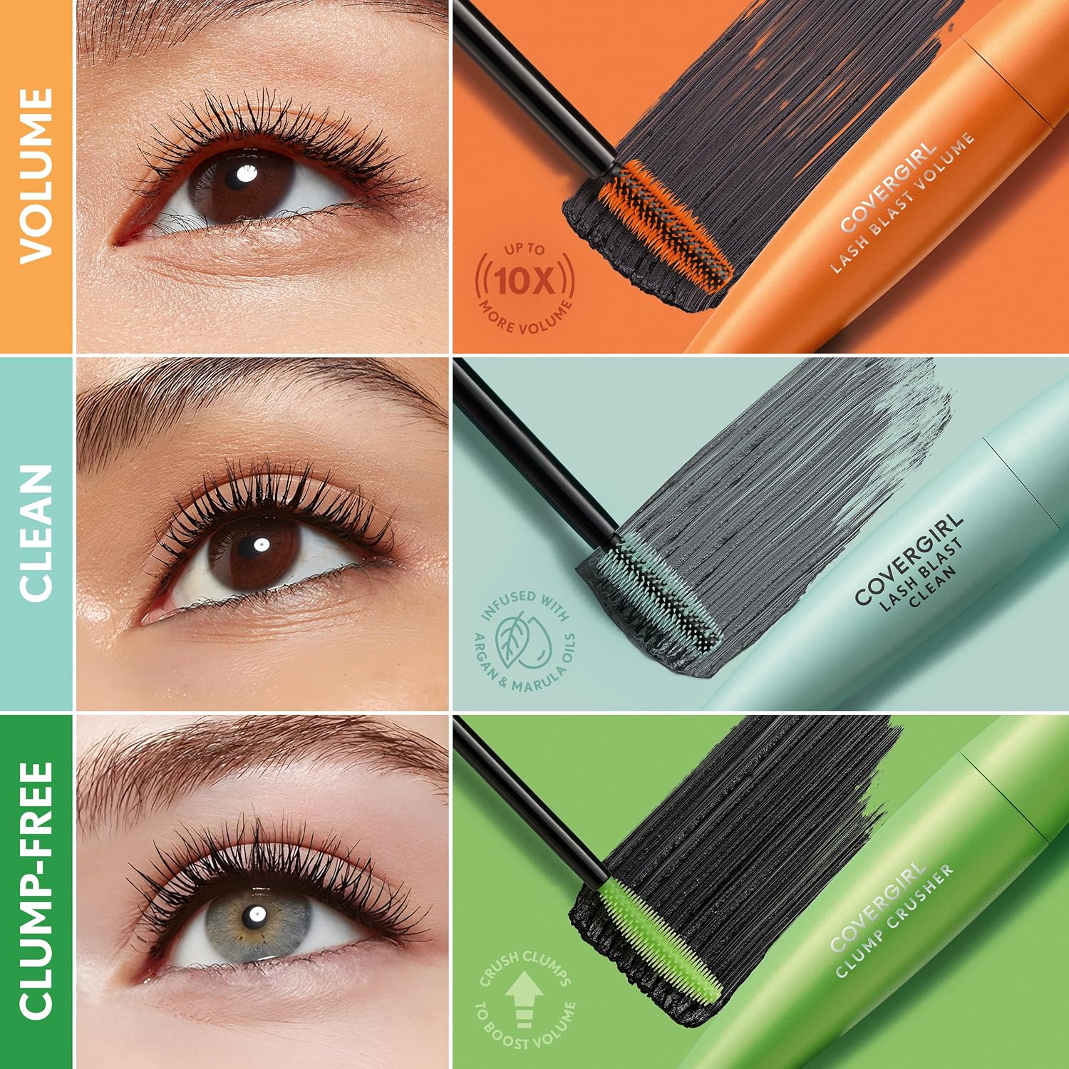 Mascara Aquarésistant CoverGirl Clump Crusher - Teinte 835 Black Brown, Brosse Double Face, 13,1 ml – Image 3