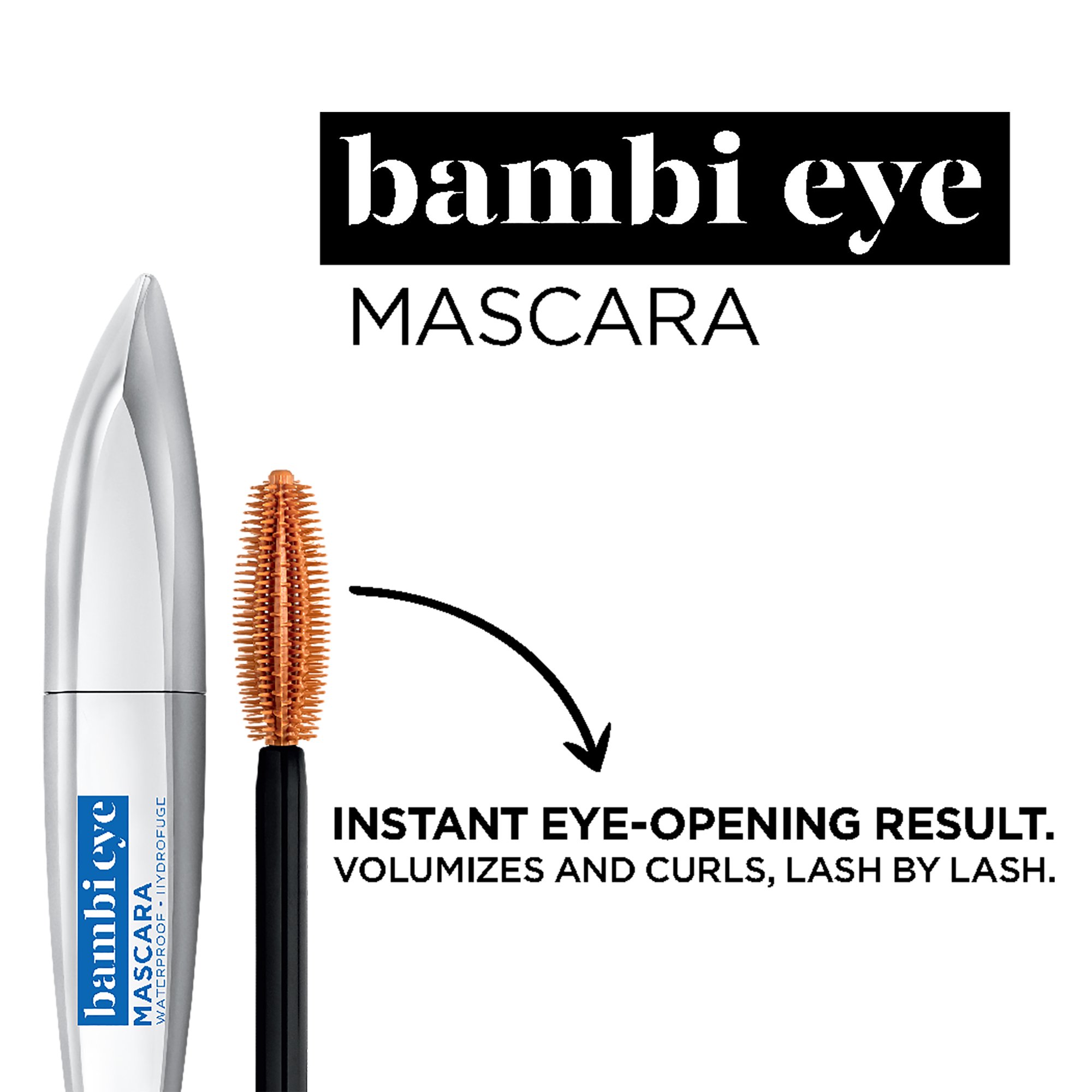 Mascara Waterproof L'Oréal Paris - Bambi Eye, Teinte Blackest Black, Volume Cils de Biche et Longue Tenue, 6,2 ml – Image 3