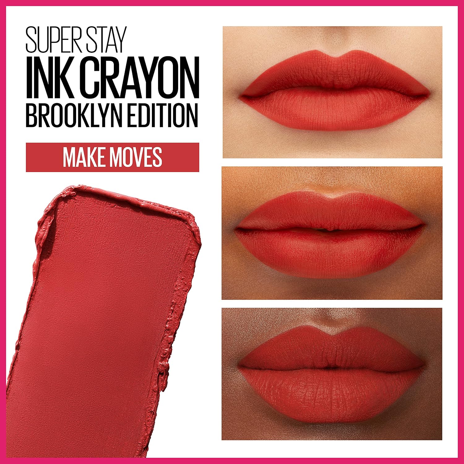Crayon à Lèvres Mat Maybelline Super Stay Ink - Teinte Make Moves (Red Nude), Pointe de Précision et Taille-Crayon Intégré – Image 2