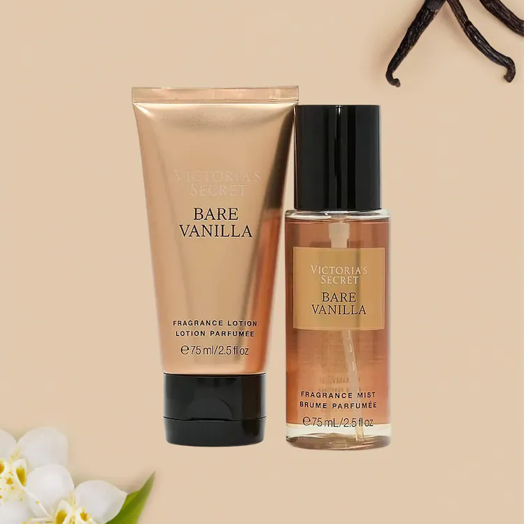Duo Victoria's Secret - Brume Parfumée et Lait Corps Bare Vanilla, Notes Vanillées Gourmandes, 75 mL – Image 3
