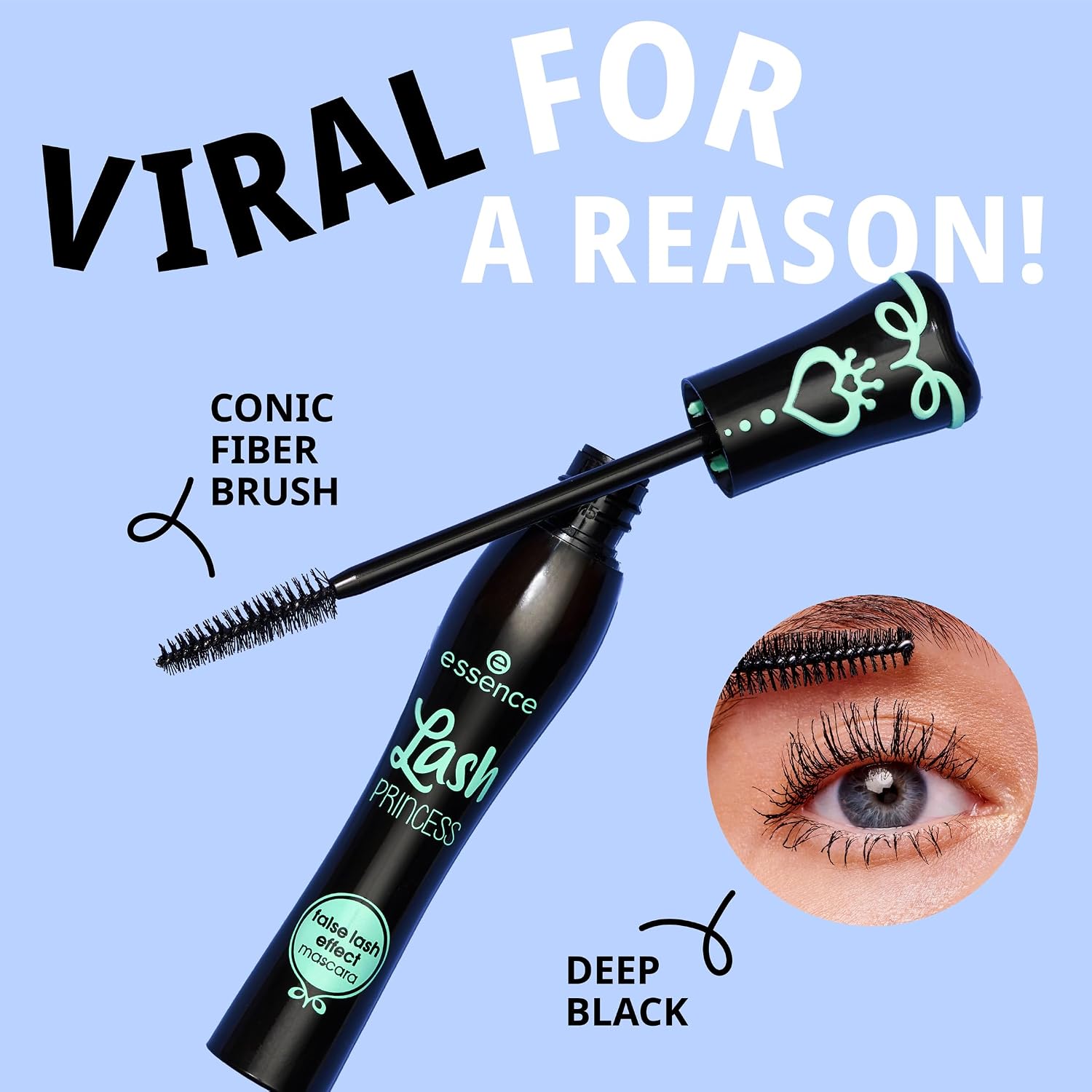 Mascara Volumateur Essence Lash Princess - False Lash Effect, Brosse Fibrée Conique, 12 mL – Image 7